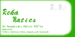 reka matics business card